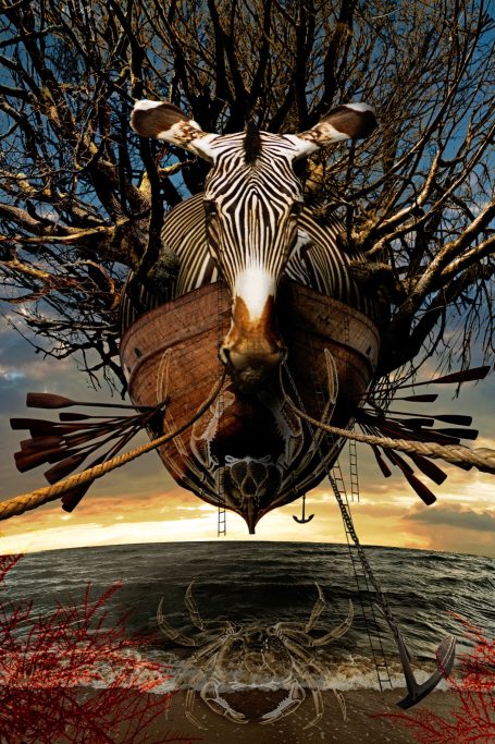 Poseidon the God of the Sea, transformed Odysseus's ship into an emerald green rock island.